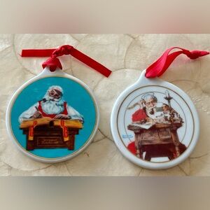 Norman Rockwell Santa Ornaments - Red and Blue